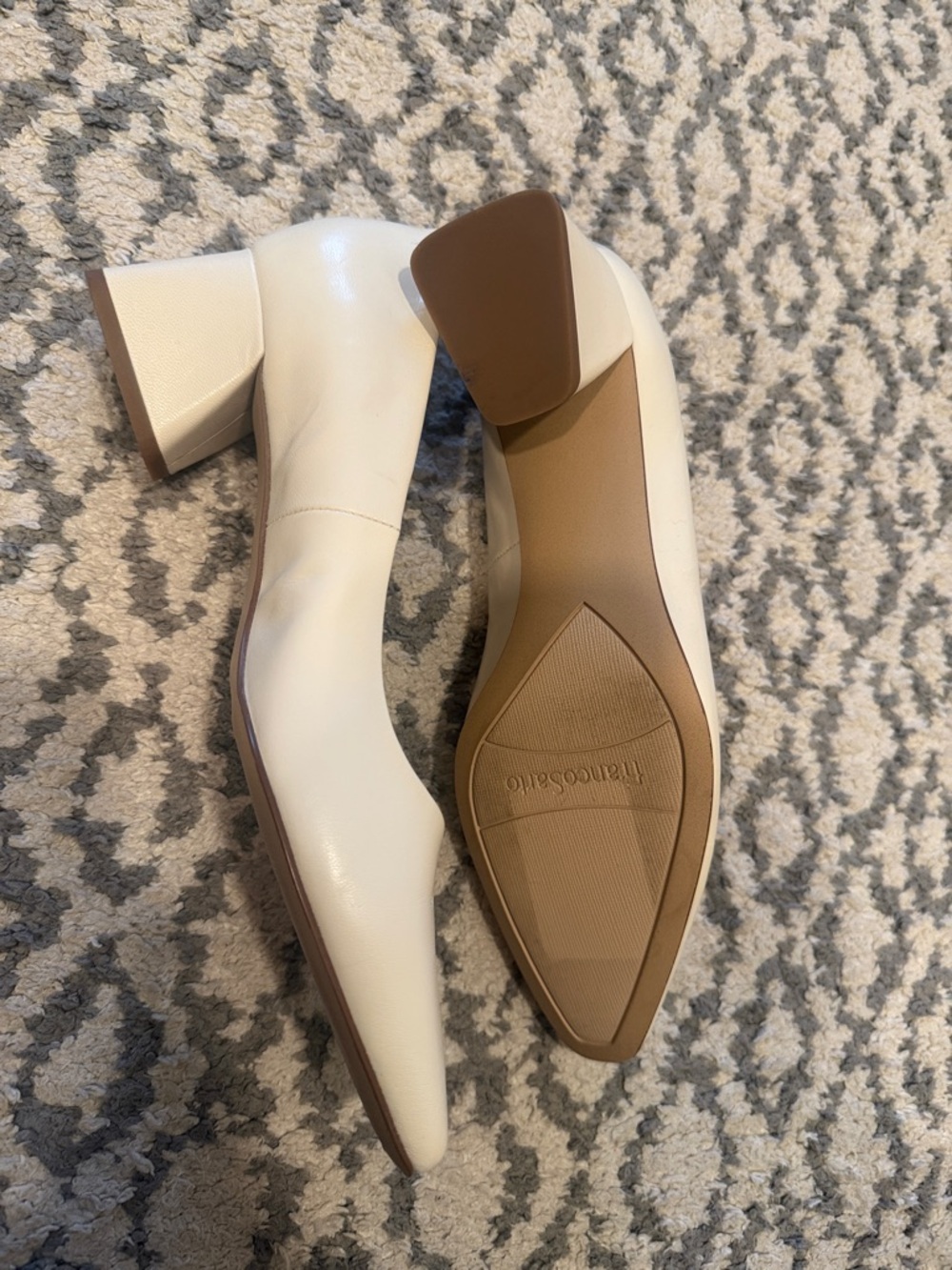 Franco Sarto Cream Leather Pointed Ballet Flats - Picture 2 of 2